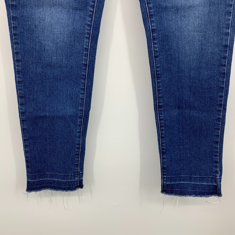 Michael Kors Jeans Izzy Skinny Blue Denim Raw Fray Hem Mid Rise - Picture 4 of 9